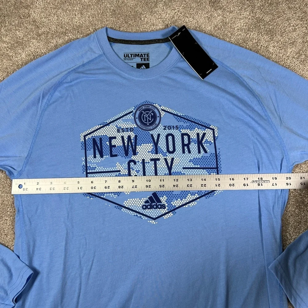 Adidas Mens Large Blue New York City FC‎ Long Sleeve Soccer Performance Tee NWT - Picture 6 of 7